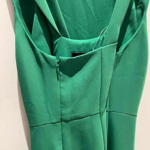 NWOT Ann Taylor Emerald Green Knee Length Criss-Cross Back Sheath Dress 0P - Picture 2 of 5